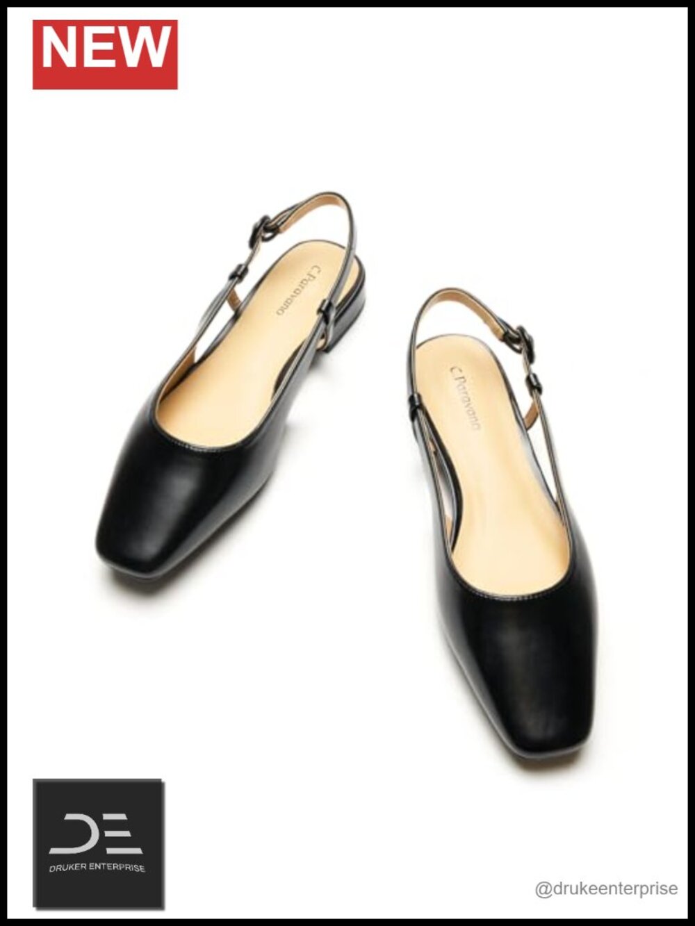 Dressy Slingback Flats Women's Square Toe Sandals Leather